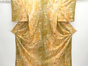 枝梅に扇模様小紋着物